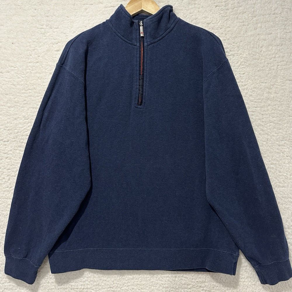 ORVIS Men's Navy Blue 1/4‎ Zip Pullover Sweater Size Large